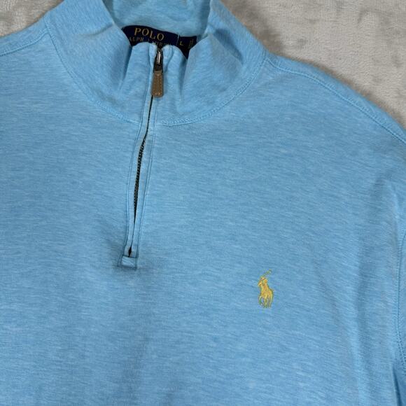 Polo Ralph Lauren Men's Size Large Turquoise Blue 1/4 Zip Pullover L/S Sweater - Picture 2 of 7
